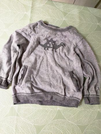 Pull orchestra 12 mois gris dinosaure