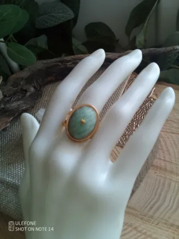 Bague pierre naturelle d'amazonite à facettes