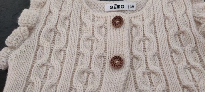 Gilet sans manches écru beige bébé fille Gémo 3 mois - photo numéro 2