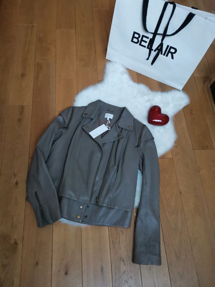 Magnifique veste en cuir Taupe Gris | Bel Air neuf avec étiquette 😍