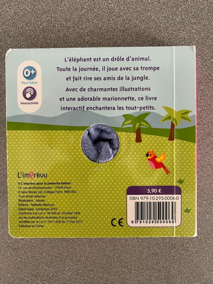Livre d’éveil marionnette l’éléphant Bébés câlins - photo numéro 2