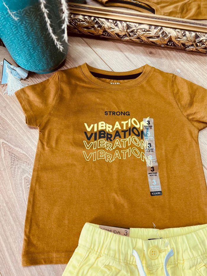Taille 3 ans ensemble été 2 pièces garçon Kiabi camel jaune NEUF * vibration * 💙 - photo numéro 2