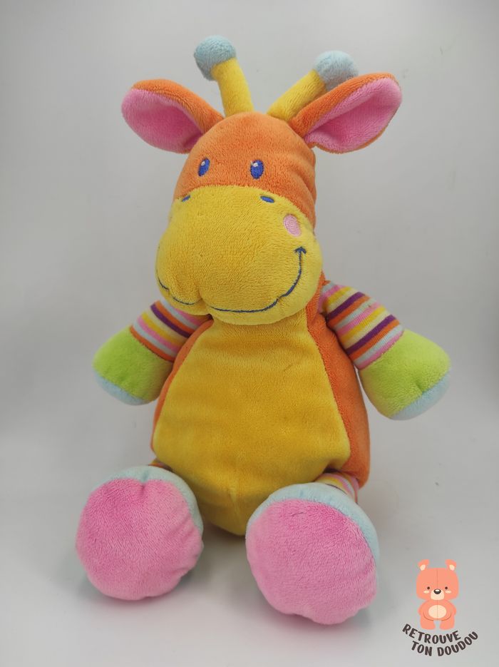 Doudou Girafe Orange Jaune Nicotoy