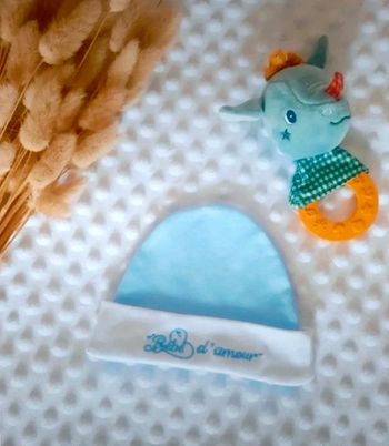 Bonnet naissance garçon Bleu