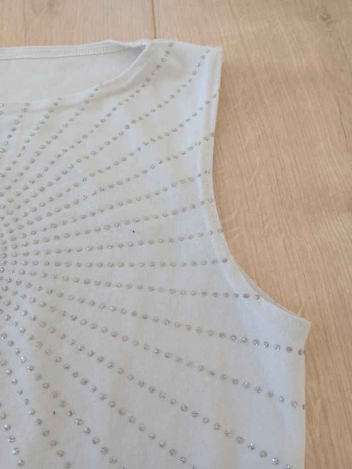 Top femme 36 blanc strass c85 - photo numéro 6