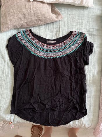 T-shirt noir motif indien