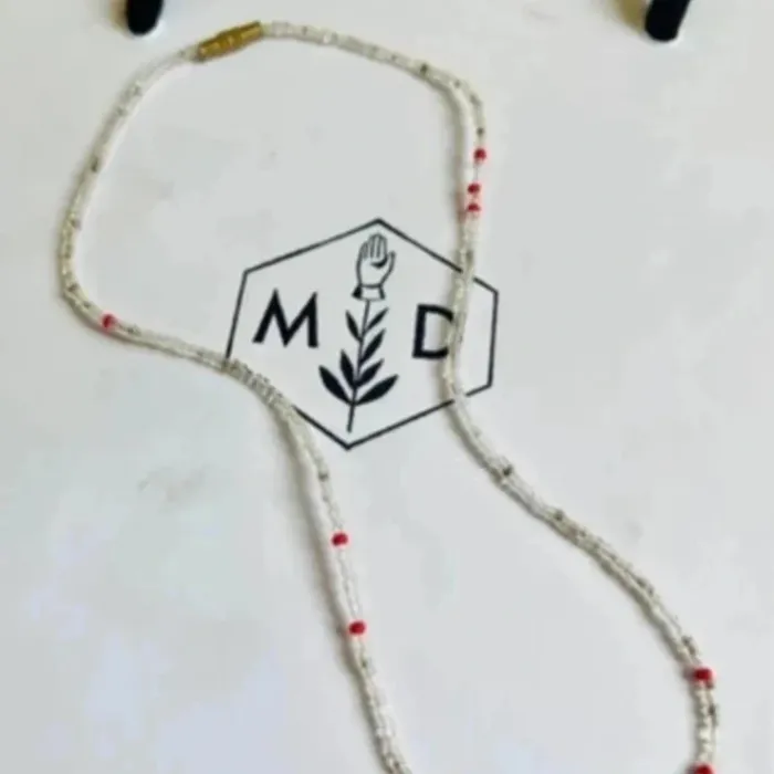 Sublime collier à perles neuf transparent et orange - photo numéro 3