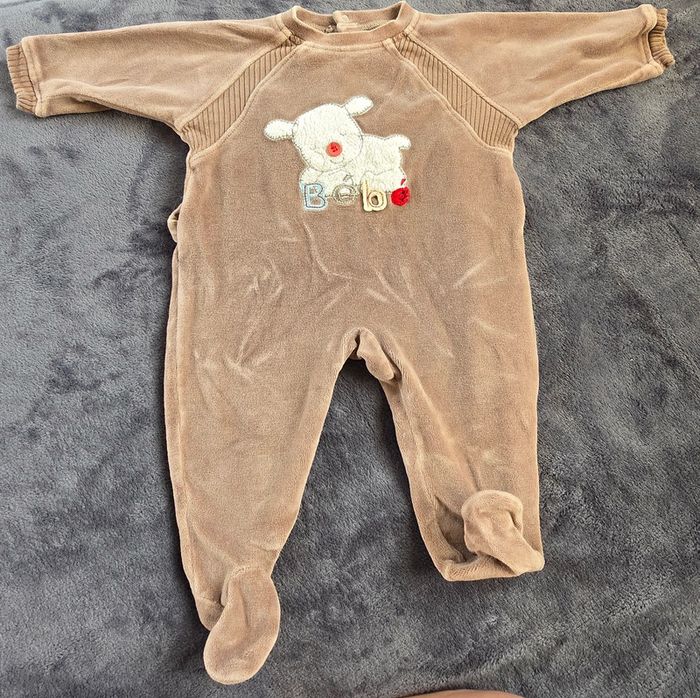 Pyjama effet velours marron 6 mois