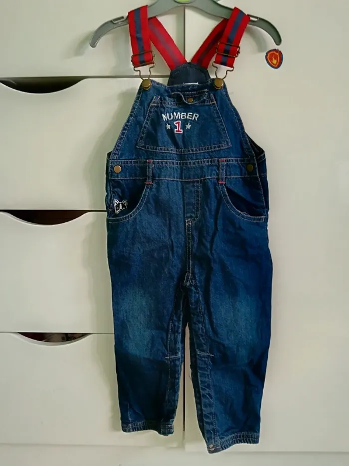 Salopette jeans mots d'enfants 24 mois