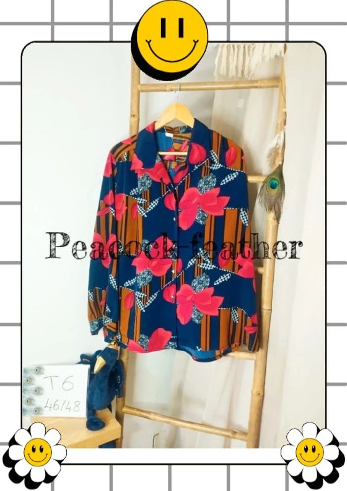Chemisier vintage T6 rouge marine