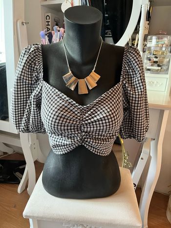 Crop top Vichy carreaux noir/blanc Primark T.S TBE 🖤