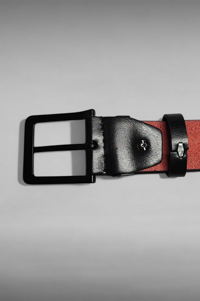 Ceinture cuir PU noire / Boucle acier noire / 120CM - photo numéro 3