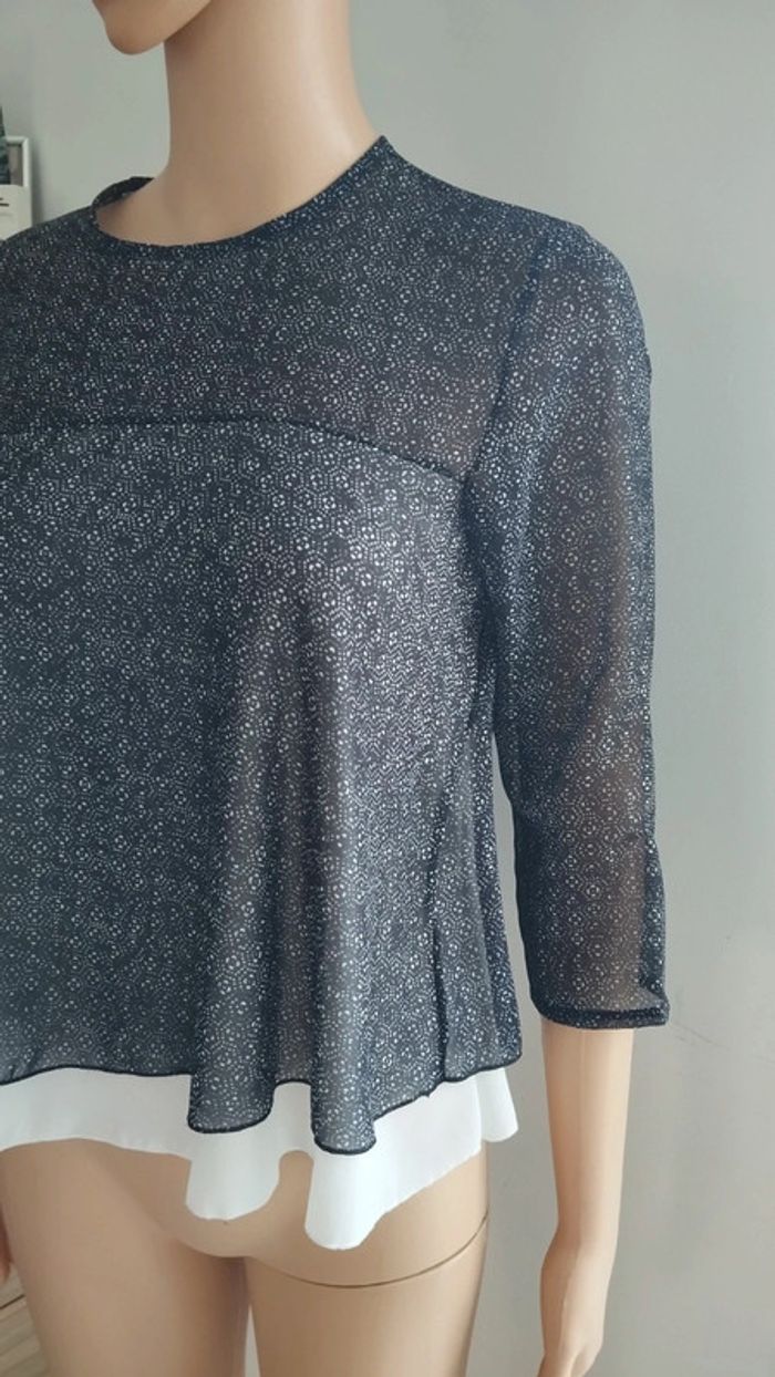 Blouse noire et blanche femme taille s - photo numéro 4