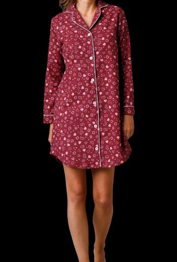 Chemise de nuit en pilou forme liquette

imprimé coeur