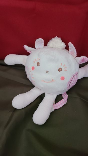 TAKINOU SOS DOUDOU VACHE GIRAFE QUASI PLAT ROSE FLEURS
