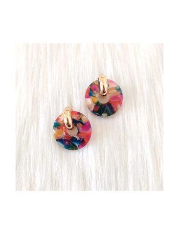 Boucles d'oreilles pendantes rondes très légères en résine acrylique