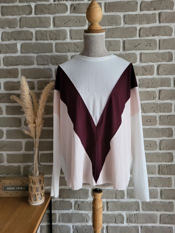 Blouse oversize neuve Zara blanche rose et bordeaux S 36