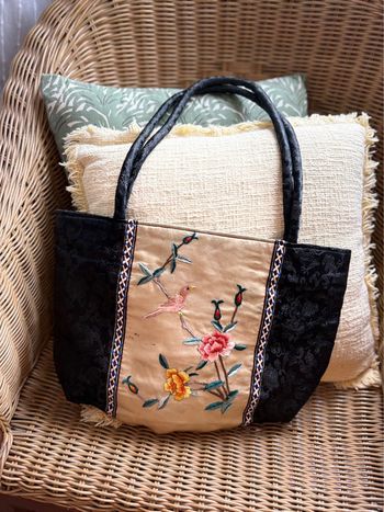 Sac en tissu à motif japonais/chinois - en très bon état