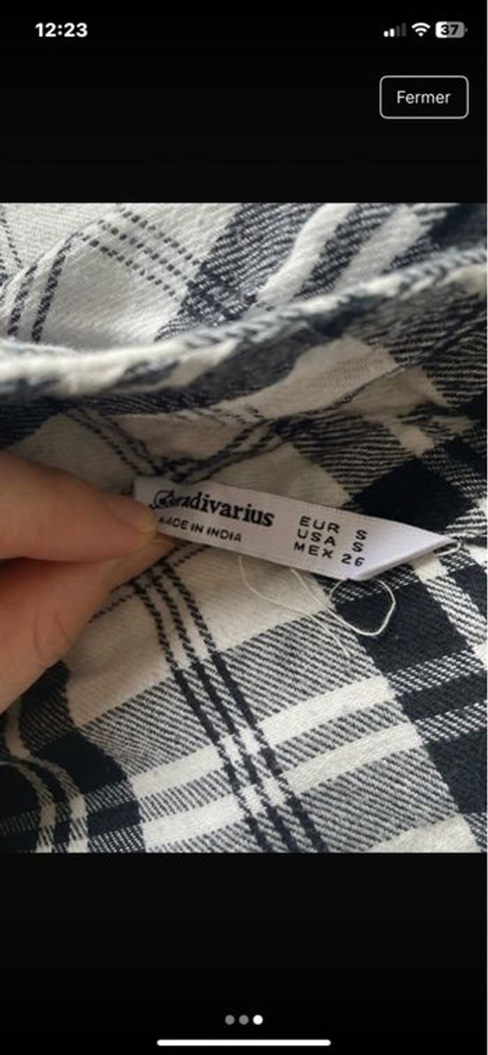 Robe chemise à carreau noir et blanc stradivarius taille s - photo numéro 3