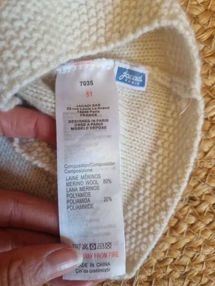 Jolie bonnet blanc lapin jacadi taille 51 en laine - photo numéro 4