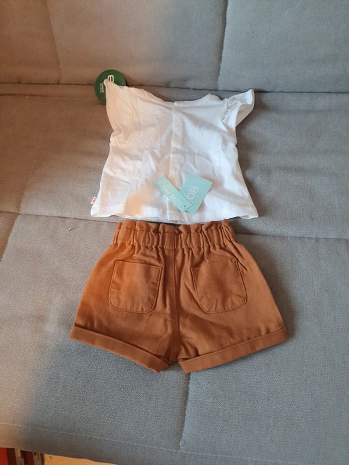 Ensemble Obaïbi taille 3 mois tee-shirt et short neuf avec étiquettes - photo numéro 4