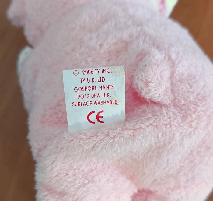Peluche. Doudou ours rose avec un bonnet de nuit. TY. Baby girl. 17,5 cm - photo numéro 6