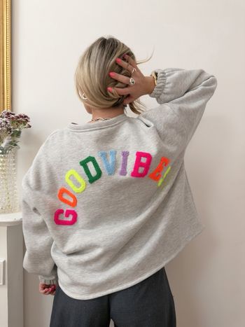 Sweat femme tendance molleton inscription Good vibes 36/44