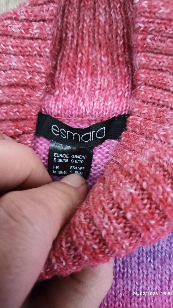 Pull laine Esmara 38/40 rose - photo numéro 2