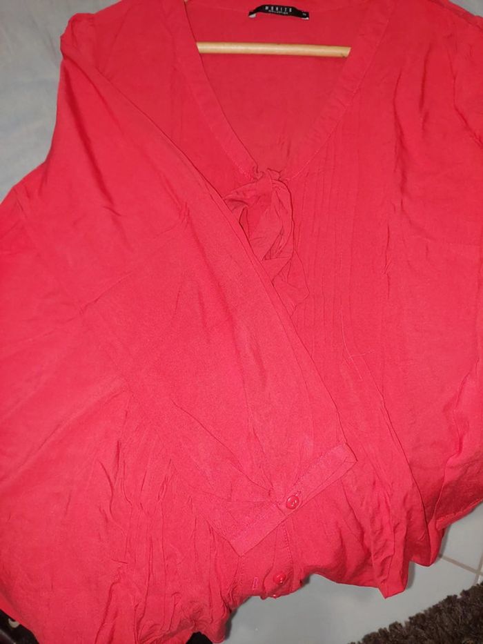 Blouse rouge manche 3/4 - photo numéro 4