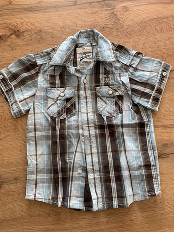 Chemisette bleue et marron garçon 4 ans