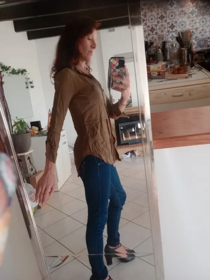 Chemise 38 femme cintrée – kaki c87 - photo numéro 3