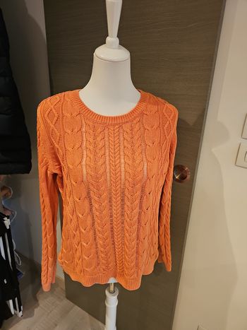 pull tommy hilfiger orange maille torsadée femme taille l