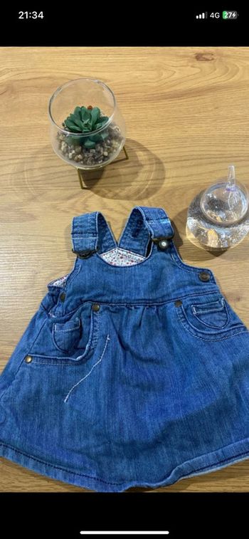 🤍belle petite robe salopette en denim bebe fille 3 mois 🤍