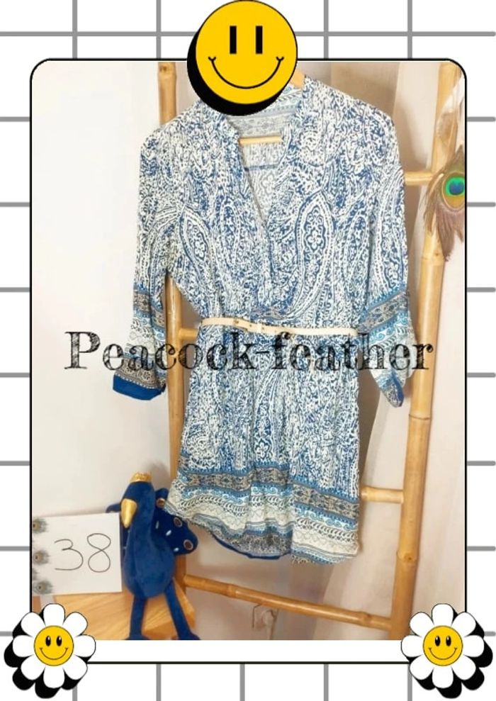 Tunique bleue avec ceinture 38