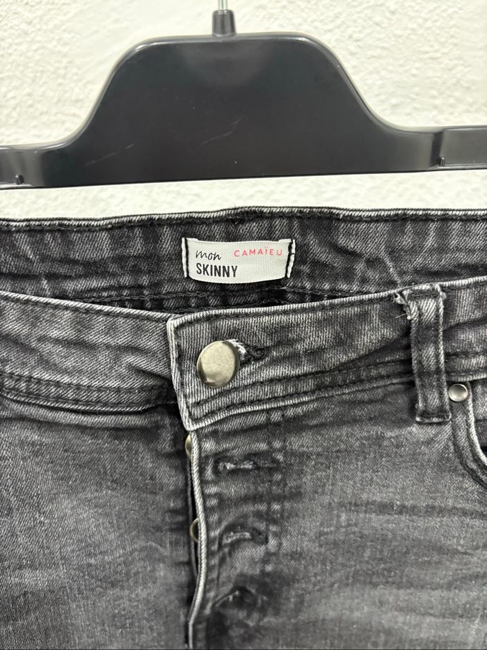 Jean skinny noir effet délavé en coton Camaïeu - Taille 40 - photo numéro 5