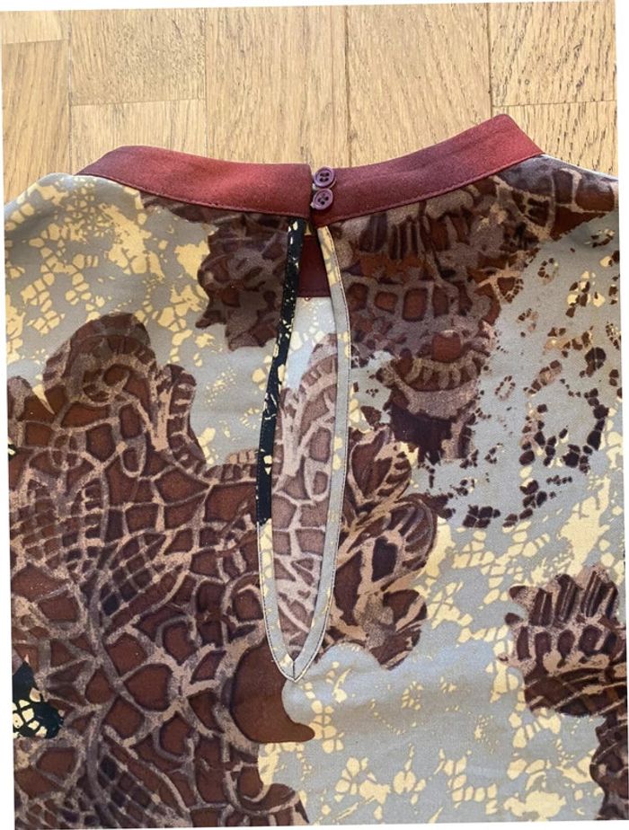 Robe bordeaux à motif floral Sisley taille S - photo numéro 8