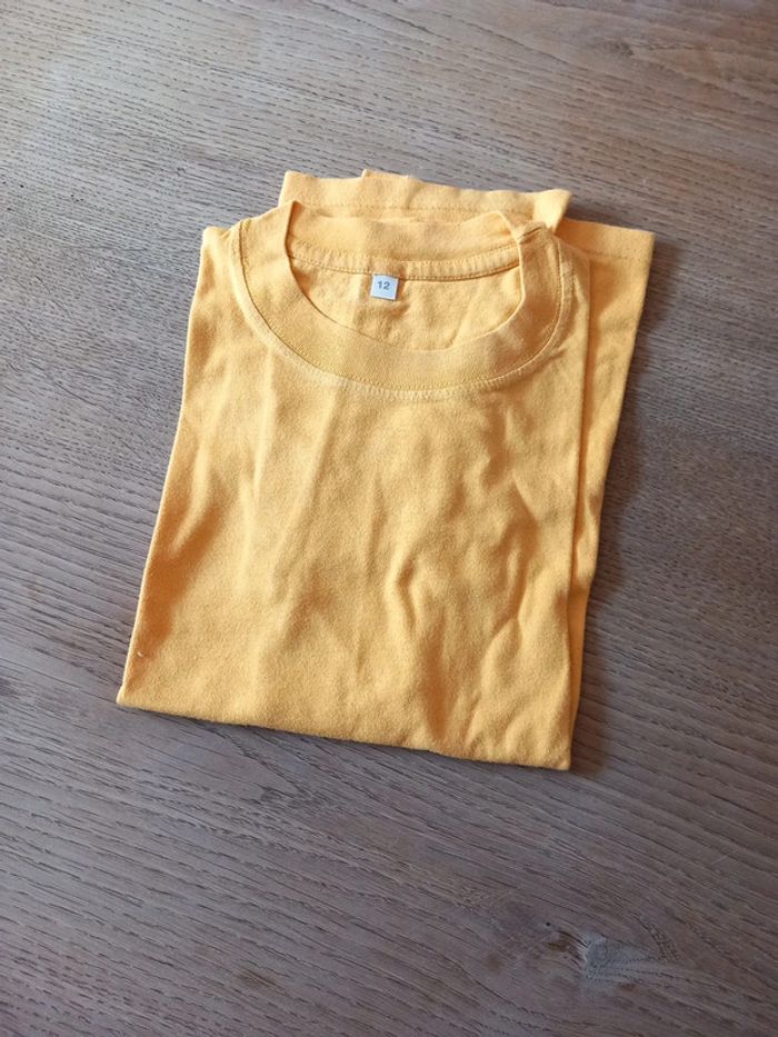 Tee-shirt coton 12ans jaune poussin - photo numéro 2