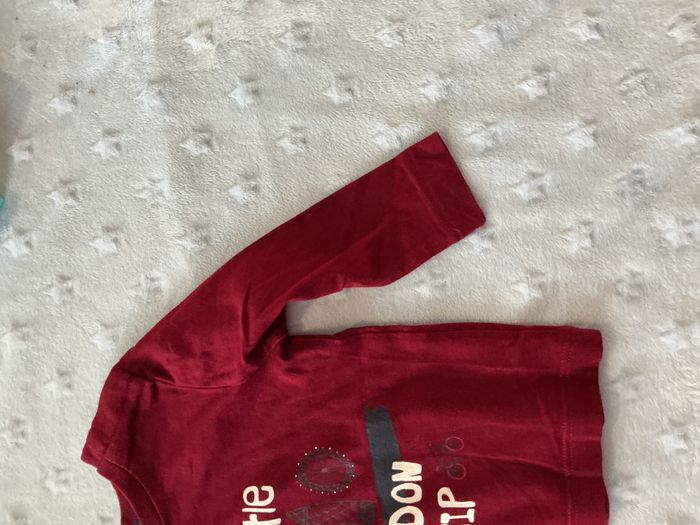 teeshirt manches longues bordeaux dessin et inscription devant 6 mois bout'chou - photo numéro 5