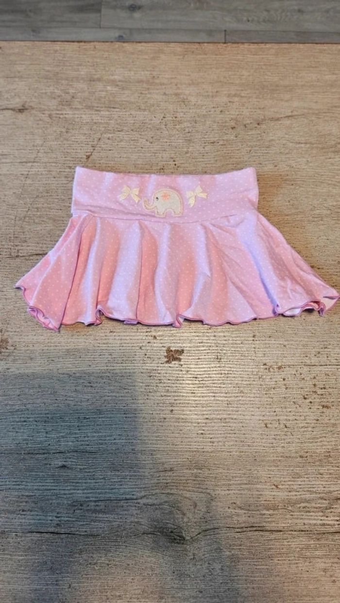 Jupe maillot rose clair avec points blancs, 18 mois/2ans