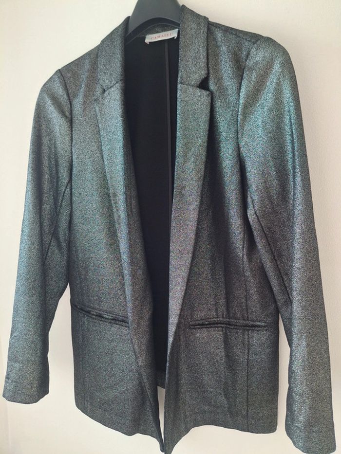 Blazer / veste argentée brillante paillettes - neuve