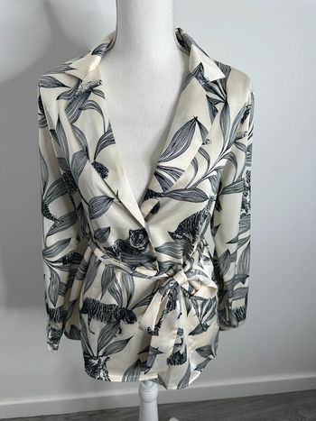 Blazer kimono jungle tigre beige crème et noir Etam T38 M