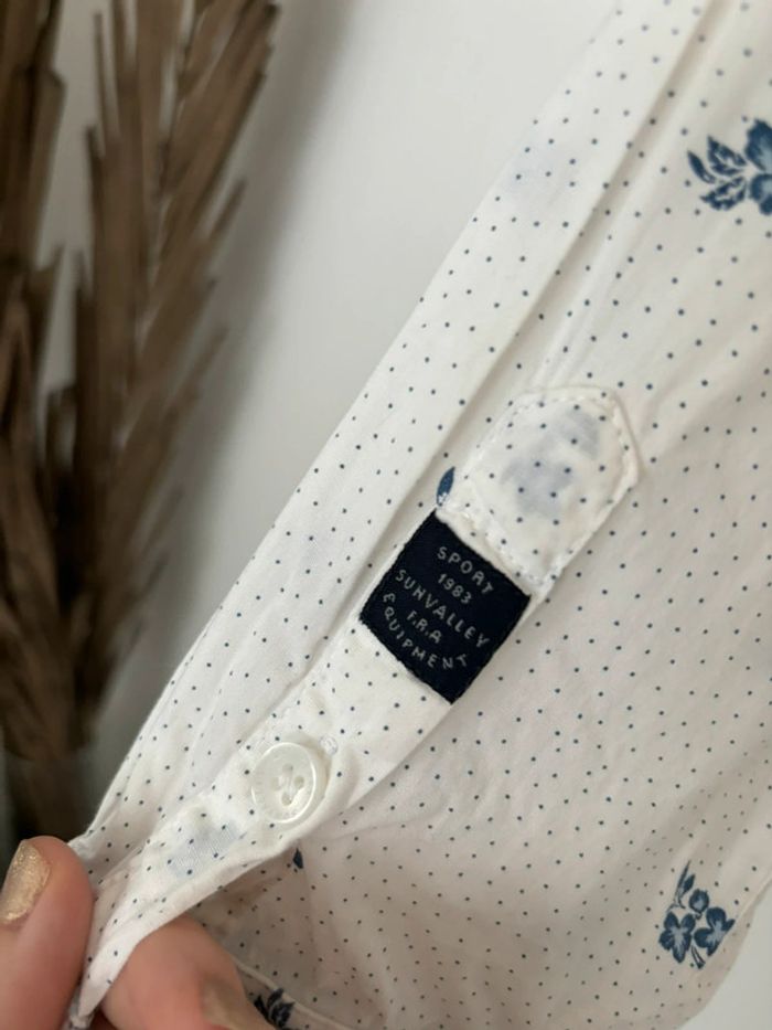 Chemise blanche à motifs fleurs bleues Sunvalley Taille L - photo numéro 8
