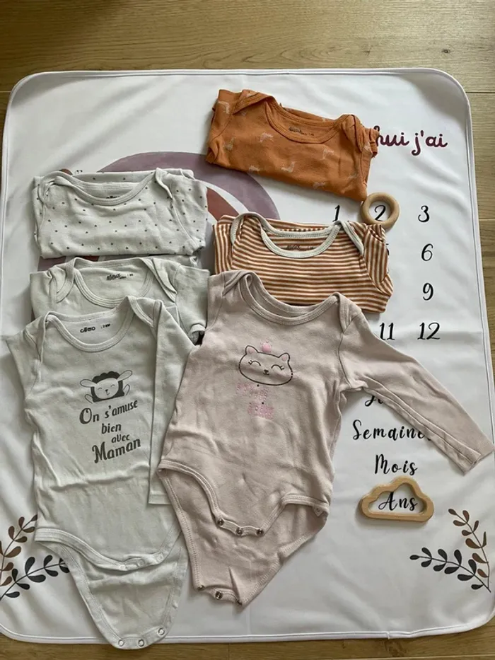 Lot de 6 bodys bébé fille – Gémo – Taille 24 mois - photo numéro 2