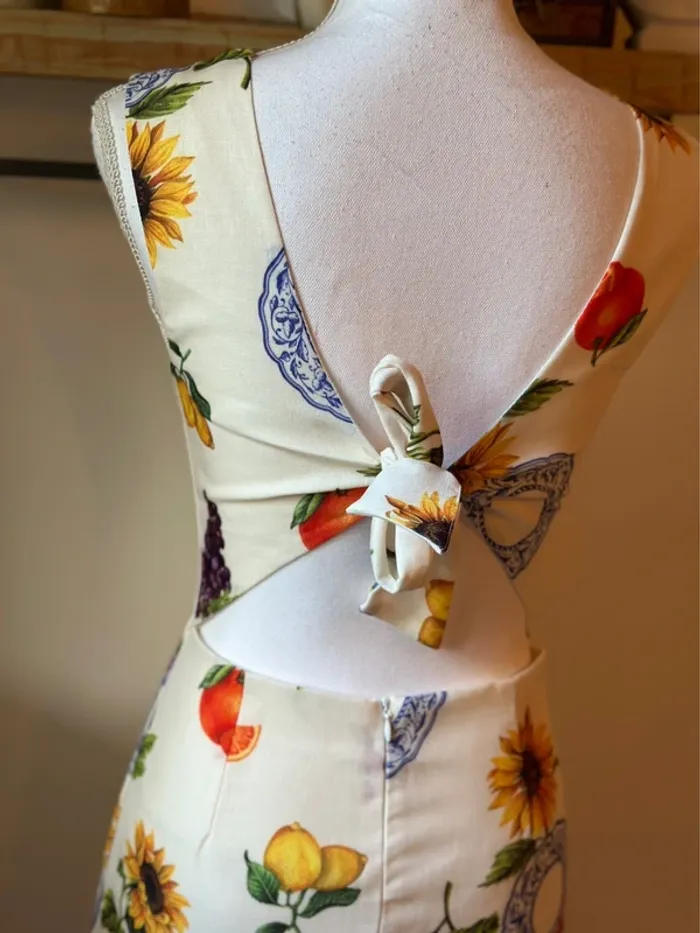Robe d’été courte à imprimé agrumes – Dos ouvert – Taille XS - photo numéro 8