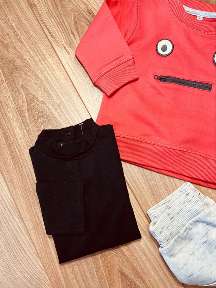 Taille 18 mois ensemble 3p garçon kiabi corail noir gris * bonhomme * 💙 - photo numéro 4