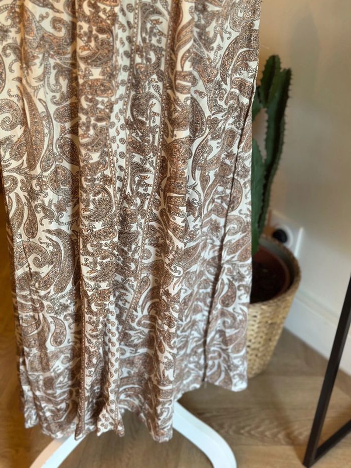 Robe longue fluide bleu à motif cachemire beige écru – Taille unique - photo numéro 4