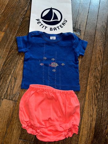 T-shirt et bloomer petit bateau 3 mois
