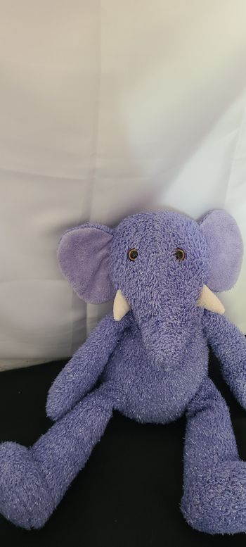 Peluche éléphant MINOUCHE bleu paillettes argentées 44 cm