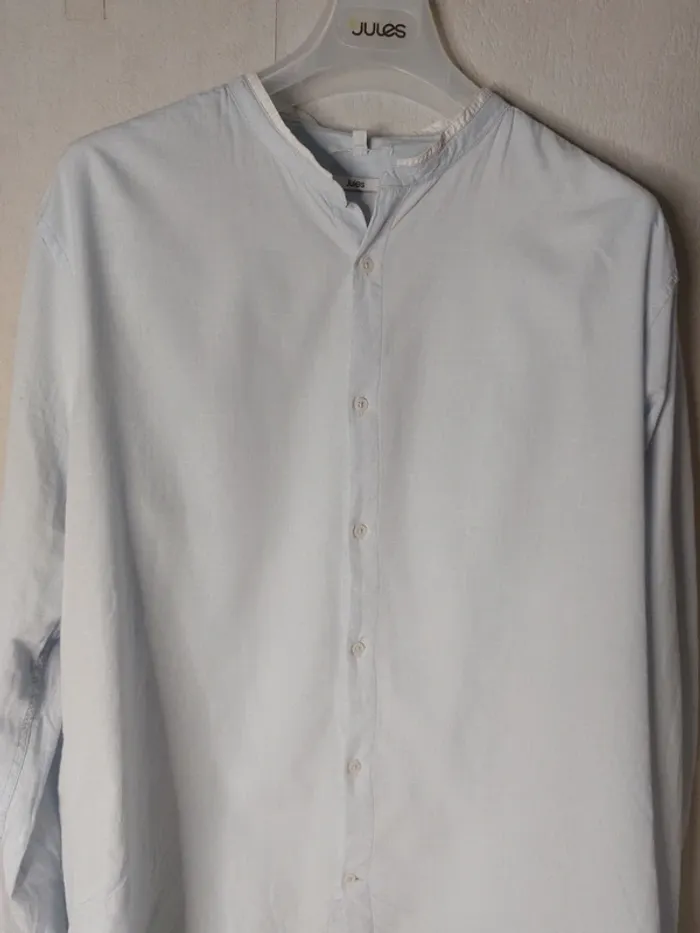 Chemise bleu ciel, col mao "Jules" - photo numéro 2