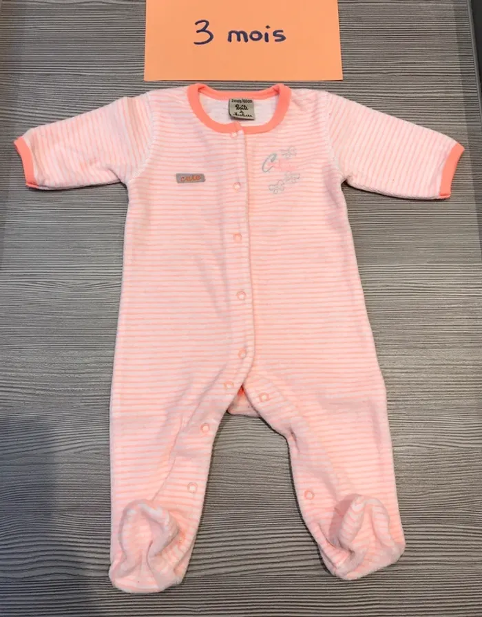 Pyjama velours fille 3 mois Boîte à malices